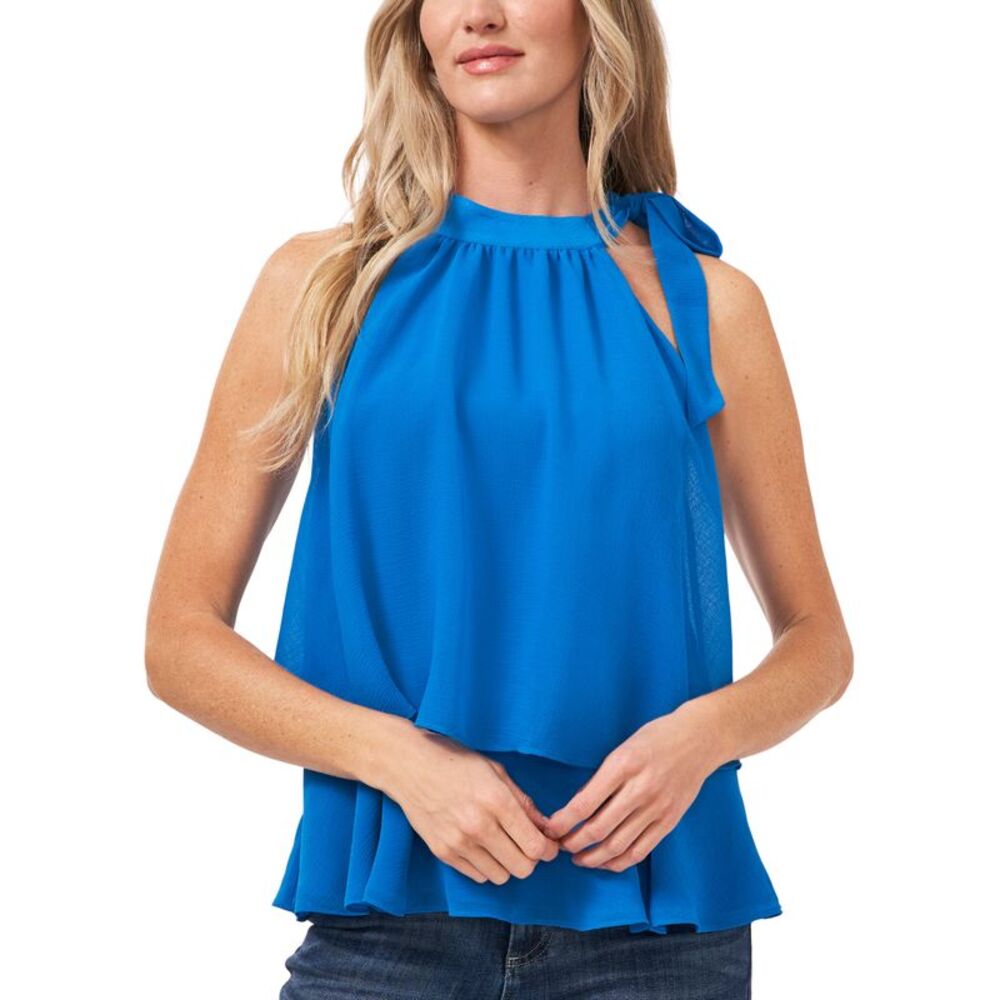 Cece Tiered Tie Neck Top